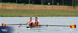 Salvador Diaz Moreno (b), Ricardo Gonzalez Bermudez (s), Men's Pair, Spain, 2023 World Rowing Under 19 Championships, Paris, France © Maren Derlien / MyRowingPhoto.com