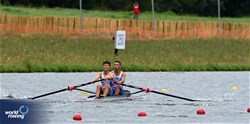 Tzu Wei Pai (b), Min-Hsuan Chung (s), Men's Pair, Chinese Taipei, 2023 World Rowing Under 19 Championships, Paris, France © Maren Derlien / MyRowingPhoto.com