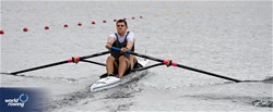 Ilya Kanavalik (b), Fiodar Shorakh (s), Men's Pair, Individual Neutral Athlete, 2023 World Rowing Under 19 Championships, Paris, France © Maren Derlien / MyRowingPhoto.com