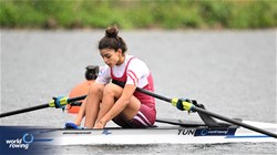 Hela Belhaje Mohamed, Women's Single Sculls, Tunisia, 2023 World Rowing Under 19 Championships, Paris, France © Detlev Seyb / MyRowingPhoto.com
