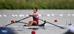 Hela Belhaje Mohamed, Women's Single Sculls, Tunisia, 2023 World Rowing Under 19 Championships, Paris, France © Detlev Seyb / MyRowingPhoto.com