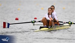 Lea Herscovici (b), Leontine Fouquet (s), Women's Pair, France, 2023 World Rowing Under 19 Championships, Paris, France © Detlev Seyb / MyRowingPhoto.com