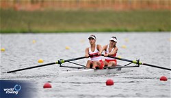 Sarah Stacey (b), Makeda Harrison (s), Women's Pair, Canada, 2023 World Rowing Under 19 Championships, Paris, France © Detlev Seyb / MyRowingPhoto.com