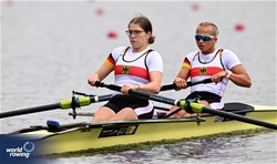 Stella Kreft (b), Janina Kroeber (s), Women's Pair, Germany, 2023 World Rowing Under 19 Championships, Paris, France © Detlev Seyb / MyRowingPhoto.com