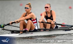 Annika Nelson (b), Caroline Krantz (s), Women's Pair, United States of America, 2023 World Rowing Under 19 Championships, Paris, France © Detlev Seyb / MyRowingPhoto.com