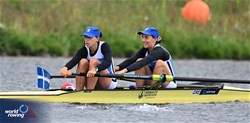Christina Papaioannou (b), Dimitra Papaioannou (s), Women's Pair, Greece, 2023 World Rowing Under 19 Championships, Paris, France © Detlev Seyb / MyRowingPhoto.com