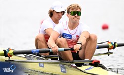 Mateusz Bielak (b), Bartosz Kliber (s), Men's Pair, Poland, 2023 World Rowing Under 19 Championships, Paris, France © Detlev Seyb / MyRowingPhoto.com