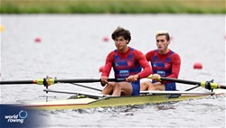 Aytimur Selcuk (b), Enes Biber (s), Men's Pair, Turkiye, 2023 World Rowing Under 19 Championships, Paris, France © Detlev Seyb / MyRowingPhoto.com