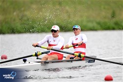Peter Scaccabarozzi (b), Connor Bohlmann (s), Men's Pair, Canada, 2023 World Rowing Under 19 Championships, Paris, France © Detlev Seyb / MyRowingPhoto.com