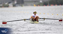 Mateusz Bielak (b), Bartosz Kliber (s), Men's Pair, Poland, 2023 World Rowing Under 19 Championships, Paris, France © Detlev Seyb / MyRowingPhoto.com