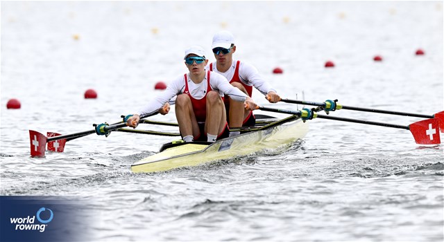 Nicolas Chambers (b), Ivo Loepfe (s), Men's Double Sculls, Switzerland, 2023 World Rowing Under 19 Championships, Paris, France © Detlev Seyb / MyRowingPhoto.com