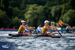 Eliza Bridgefoot (b), Liesel Page (s), Women's Double Sculls, Australia, 2023 World Rowing Under 19 Championships, Paris, France © World Rowing / Benedict Tufnell