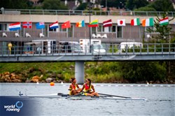 Ionela Elena Scutaru (b), Gabriela Tivodariu (s), Women's Pair, Romania, 2023 World Rowing Under 19 Championships, Paris, France © World Rowing / Benedict Tufnell