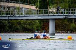 Christina Papaioannou (b), Dimitra Papaioannou (s), Women's Pair, Greece, 2023 World Rowing Under 19 Championships, Paris, France © World Rowing / Benedict Tufnell