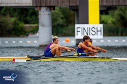 Aytimur Selcuk (b), Enes Biber (s), Men's Pair, Turkiye, 2023 World Rowing Under 19 Championships, Paris, France © World Rowing / Benedict Tufnell