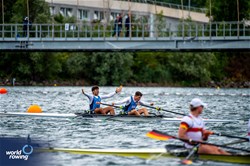Josef Giorgio Marvucic (b), Maichol Brambilla (s), Men's Double Sculls, Italy, 2023 World Rowing Under 19 Championships, Paris, France © World Rowing / Benedict Tufnell