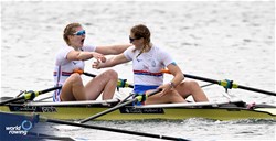Matilda Drewett (b), Jessica Weir (s), Women's Double Sculls, Great Britain, 2023 World Rowing Under 19 Championships, Paris, France © Detlev Seyb / MyRowingPhoto.com