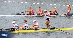 Keno Salzmann (b), Alvar Floeter, Jakob Rastetter, Simon Gimplinger (s), Men's Four, Germany, 2023 World Rowing Under 19 Championships, Paris, France © Maren Derlien / MyRowingPhoto.com