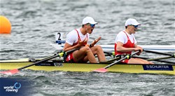 Nicolas Chambers (b), Ivo Loepfe (s), Men's Double Sculls, Switzerland, 2023 World Rowing Under 19 Championships, Paris, France © Detlev Seyb / MyRowingPhoto.com