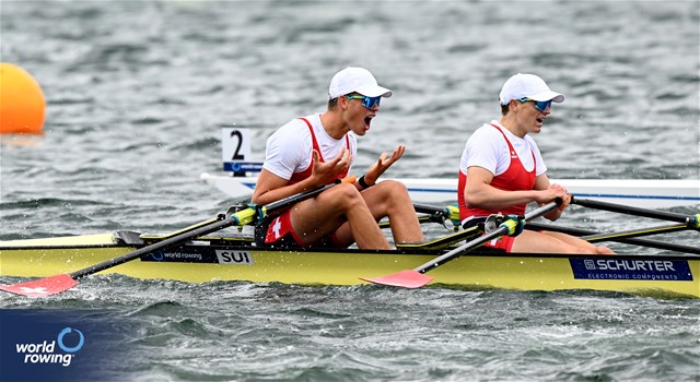 Nicolas Chambers (b), Ivo Loepfe (s), Men's Double Sculls, Switzerland, 2023 World Rowing Under 19 Championships, Paris, France © Detlev Seyb / MyRowingPhoto.com