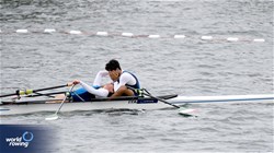 Josef Giorgio Marvucic (b), Maichol Brambilla (s), Men's Double Sculls, Italy, 2023 World Rowing Under 19 Championships, Paris, France © Maren Derlien / MyRowingPhoto.com