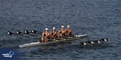 Jack Clark (b), Maximilian Ericson, Marley Kingsmith, Justin Smyth (s), Men's Quadruple Sculls, New Zealand, 2023 World Rowing Under 19 Championships, Paris, France © Maren Derlien / MyRowingPhoto.com