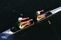 Myles Laburn (b), Braden Howard (s), Men's Pair, South Africa, 2023 World Rowing Under 19 Championships, Paris, France © Maren Derlien / MyRowingPhoto.com