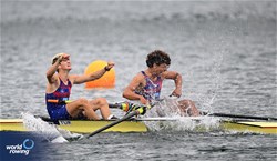Aytimur Selcuk (b), Enes Biber (s), Men's Pair, Turkiye, 2023 World Rowing Under 19 Championships, Paris, France © Detlev Seyb / MyRowingPhoto.com