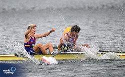 Aytimur Selcuk (b), Enes Biber (s), Men's Pair, Turkiye, 2023 World Rowing Under 19 Championships, Paris, France © Detlev Seyb / MyRowingPhoto.com