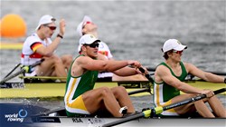 Myles Laburn (b), Braden Howard (s), Men's Pair, South Africa, 2023 World Rowing Under 19 Championships, Paris, France © Detlev Seyb / MyRowingPhoto.com