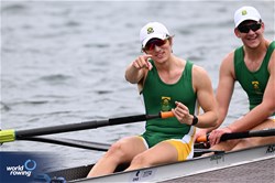 Myles Laburn (b), Braden Howard (s), Men's Pair, South Africa, 2023 World Rowing Under 19 Championships, Paris, France © Detlev Seyb / MyRowingPhoto.com