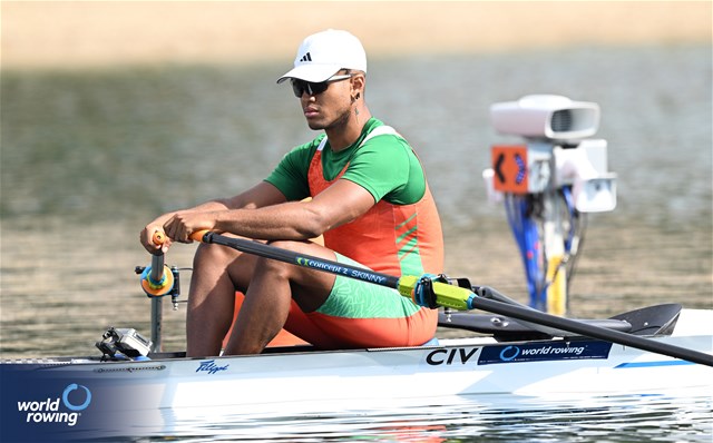 Riccardo Bouehi, Men's Single Sculls, Côte d'Ivoire, 2023 World Rowing Championships, Belgrade, Serbia © Detlev Seyb / MyRowingPhoto.com