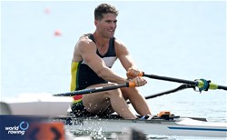 Stephen Cox, Men's Single Sculls, Zimbabwe, 2023 World Rowing Championships, Belgrade, Serbia © Detlev Seyb / MyRowingPhoto.com