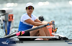 Alia Qali, Women's Single Sculls, Kuwait, 2023 World Rowing Championships, Belgrade, Serbia © Detlev Seyb / MyRowingPhoto.com