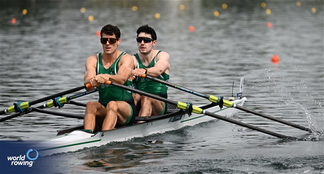Daire Lynch (b), Philip Doyle (s), Men's Double Sculls, Ireland, 2023 World Rowing Championships, Belgrade, Serbia © Detlev Seyb / MyRowingPhoto.com