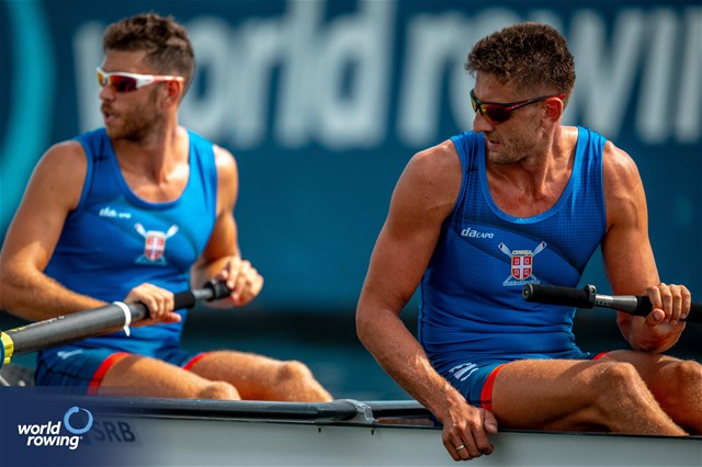 Martin Mackovic (b), Milos Vasic (s), Men's Pair, Serbia, 2023 World Rowing Championships, Belgrade, Serbia © World Rowing/Benedict Tufnell