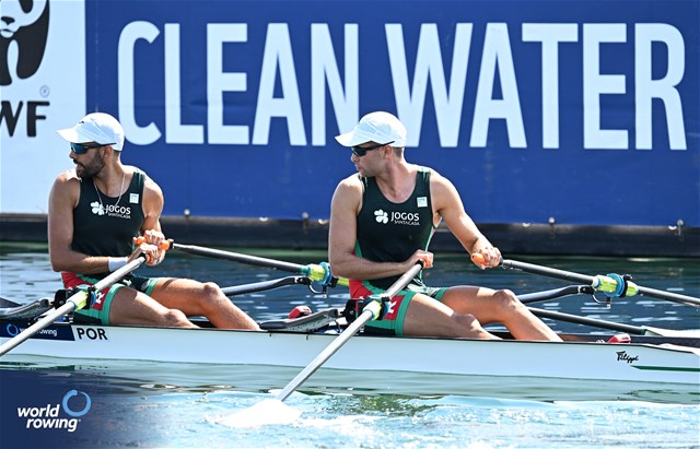 Afonso Duarte Costa (b), Dinis Duarte Costa (s), Lightweight Men's Double Sculls, Portugal, 2023 World Rowing Championships, Belgrade, Serbia © Detlev Seyb / MyRowingPhoto.com