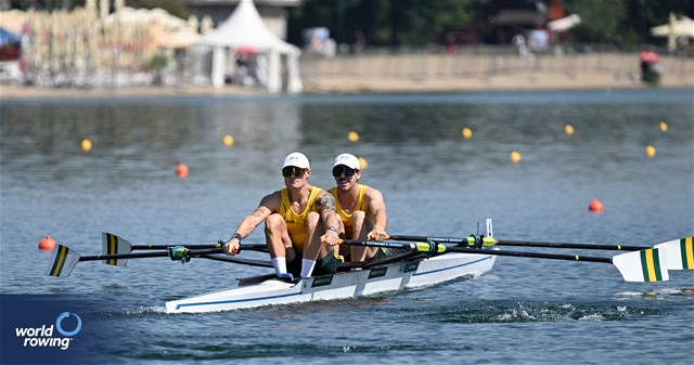 Sean Murphy (b), Oscar Mcguinness (s), Lightweight Men's Double Sculls, Australia, 2023 World Rowing Championships, Belgrade, Serbia © Detlev Seyb / MyRowingPhoto.com