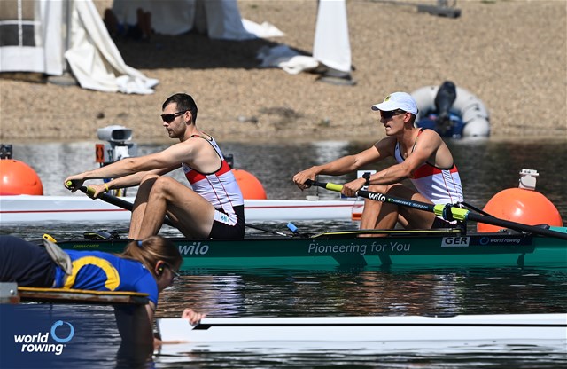 Jannik Metzger (b), Julius Christ (s), Men's Pair, Germany, 2023 World Rowing Championships, Belgrade, Serbia © Maren Derlien / MyRowingPhoto.com