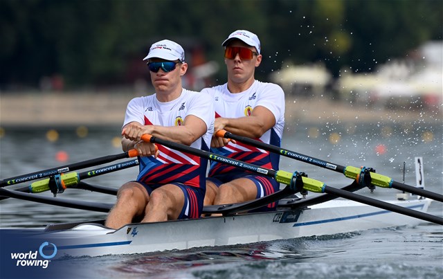 Jakub Podrazil (b), Jan Cincibuch (s), Men's Double Sculls, Czechia, 2023 World Rowing Championships, Belgrade, Serbia © Maren Derlien / MyRowingPhoto.com