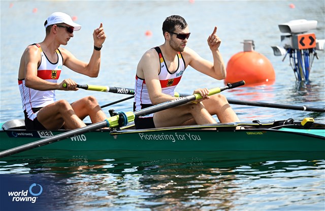 Jannik Metzger (b), Julius Christ (s), Men's Pair, Germany, 2023 World Rowing Championships, Belgrade, Serbia © Detlev Seyb / MyRowingPhoto.com