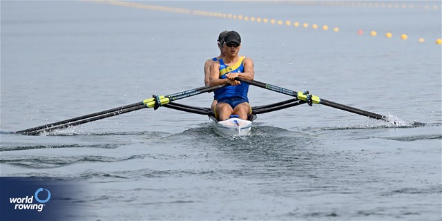 Oleksii Selivanov (b), Pavlo Yurchenko (s), Men's Double Sculls, Ukraine, 2023 World Rowing Championships, Belgrade, Serbia © Detlev Seyb / MyRowingPhoto.com