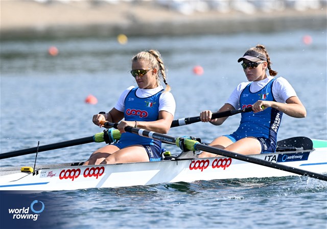 Alice Codato (b), Aisha Rocek (s), Women's Pair, Italy, 2023 World Rowing Championships, Belgrade, Serbia © Detlev Seyb / MyRowingPhoto.com