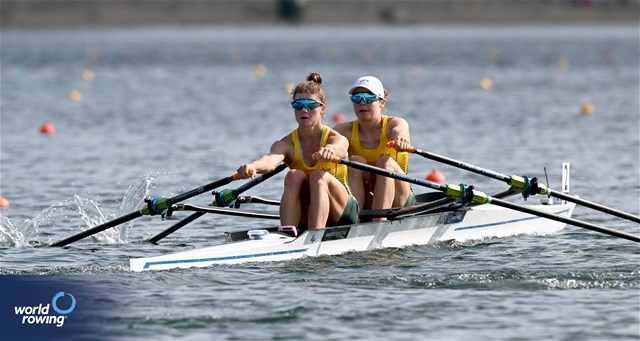 Anneka Reardon (b), Lucy Coleman (s), Lightweight Women's Double Sculls, Australia, 2023 World Rowing Championships, Belgrade, Serbia © Detlev Seyb / MyRowingPhoto.com