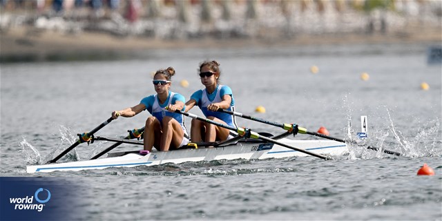 Dimitra Eleni Kontou (b), Zoi Fitsiou (s), Lightweight Women's Double Sculls, Greece, 2023 World Rowing Championships, Belgrade, Serbia © Detlev Seyb / MyRowingPhoto.com
