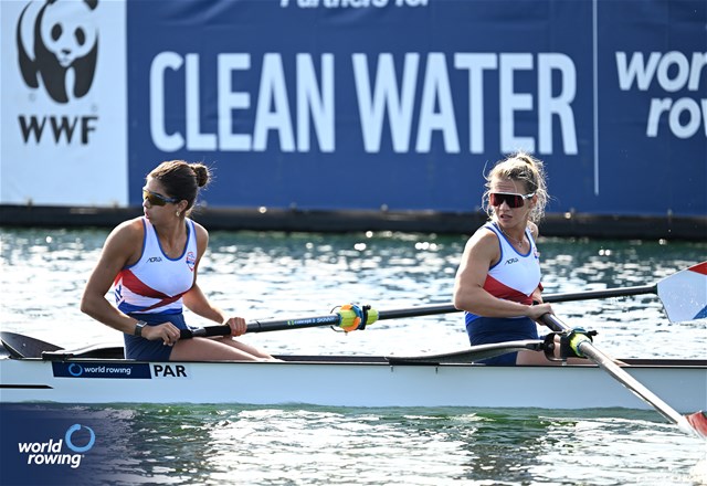 Nicole Martinez (b), Alejandra Alonso (s), Women's Pair, Paraguay, 2023 World Rowing Championships, Belgrade, Serbia © Detlev Seyb / MyRowingPhoto.com