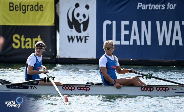 Alice Codato (b), Aisha Rocek (s), Women's Pair, Italy, 2023 World Rowing Championships, Belgrade, Serbia © Detlev Seyb / MyRowingPhoto.com