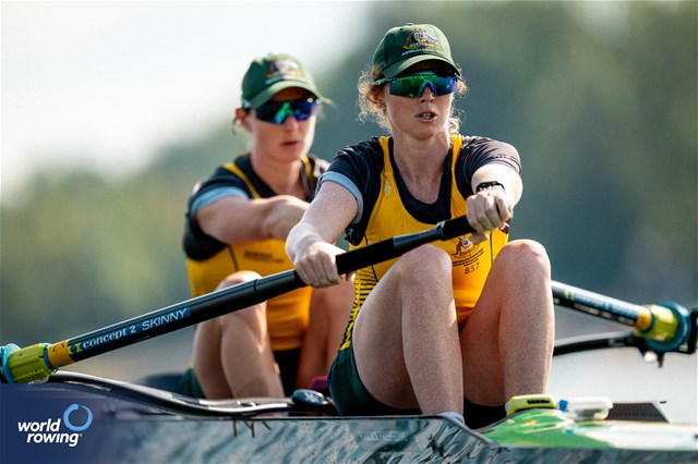 Jessica Morrison (b), Annabelle Mcintyre (s), Women's Pair, Australia, 2023 World Rowing Championships, Belgrade, Serbia © World Rowing/Benedict Tufnell