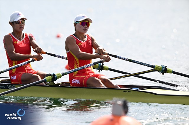 Shiyu Lu (b), Shuangmei Shen (s), Women's Double Sculls, People's Republic of China, 2023 World Rowing Championships, Belgrade, Serbia © Detlev Seyb / MyRowingPhoto.com