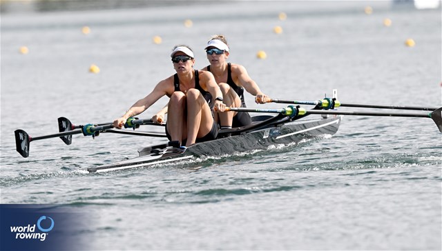 Brooke Francis (b), Lucy Spoors (s), Women's Double Sculls, New Zealand, 2023 World Rowing Championships, Belgrade, Serbia © Detlev Seyb / MyRowingPhoto.com
